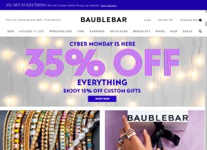 How baublebar.com looks like on a tablet such as an iPad.