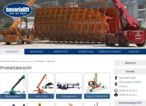 How bavarialift.de looks like on a tablet such as an iPad.