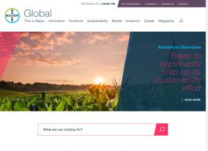 How bayer.biz looks like on a tablet such as an iPad.