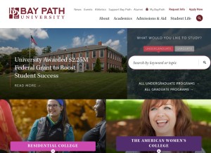 How baypath.edu looks like on a tablet such as an iPad.