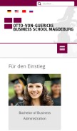 How bba-uni.de looks like on a mobile device such as an iPhone.