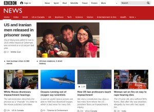 How bbcnews.com looks like on a tablet such as an iPad.