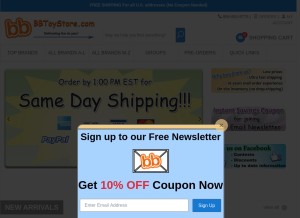 How bbtoystore.com looks like on a tablet such as an iPad.