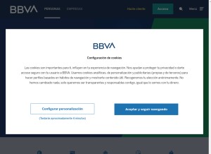How bbva.es looks like on a tablet such as an iPad.