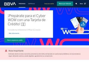 How bbva.pe looks like on a tablet such as an iPad.