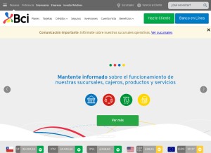 How bci.cl looks like on a tablet such as an iPad.