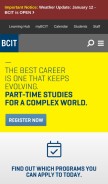 How bcit.ca looks like on a mobile device such as an iPhone.