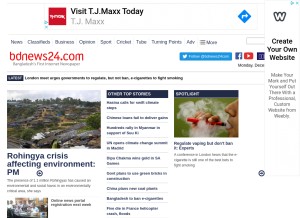 How bdnews24.com looks like on a tablet such as an iPad.