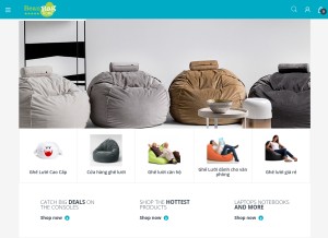 How beanbaghome.com looks like on a tablet such as an iPad.