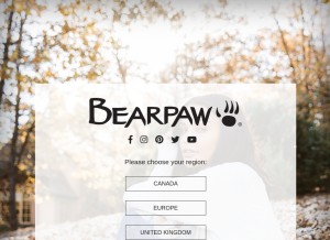 How bearpaw.com looks like on a tablet such as an iPad.