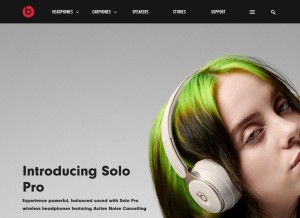 How beatsbydre.com looks like on a tablet such as an iPad.