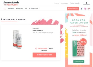 How beaute-addict.com looks like on a tablet such as an iPad.