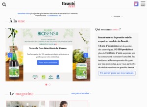 How beaute-test.com looks like on a tablet such as an iPad.