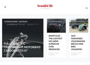 How beautifullife.info looks like on a tablet such as an iPad.
