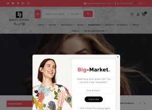 How beautycertain.com looks like on a tablet such as an iPad.