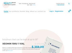 How beautydermal.com looks like on a tablet such as an iPad.