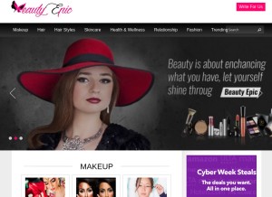 How beautyepic.com looks like on a tablet such as an iPad.