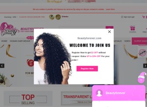 How beautyforever.com looks like on a tablet such as an iPad.