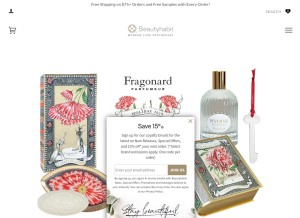 How beautyhabit.com looks like on a tablet such as an iPad.