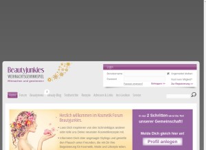 How beautyjunkies.de looks like on a tablet such as an iPad.