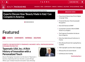 How beautypackaging.com looks like on a tablet such as an iPad.