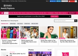 How beautypageants.in looks like on a tablet such as an iPad.