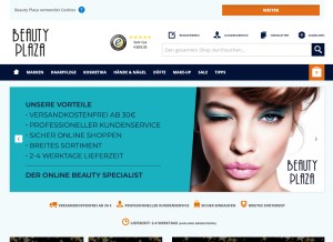 How beautyplaza.de looks like on a tablet such as an iPad.