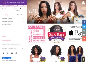How beautyshoppers.com looks like on a tablet such as an iPad.