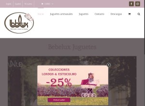 How bebelux.es looks like on a tablet such as an iPad.