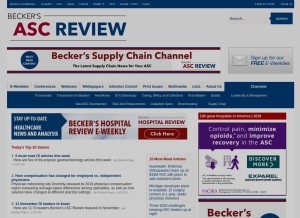 How beckersasc.com looks like on a tablet such as an iPad.