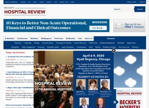 How beckershospitalreview.com looks like on a tablet such as an iPad.