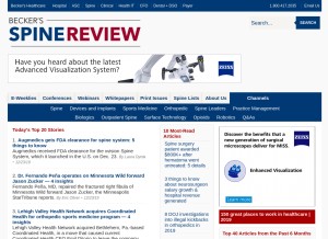 How beckersspine.com looks like on a tablet such as an iPad.