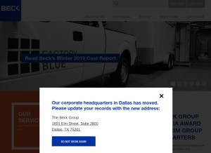 How beckgroup.com looks like on a tablet such as an iPad.