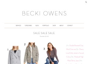 How beckiowens.com looks like on a tablet such as an iPad.