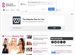 How becomegorgeous.com looks like on a tablet such as an iPad.