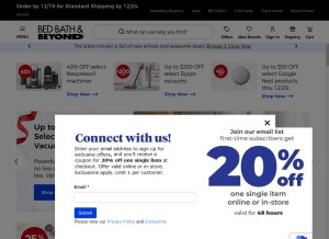 How bedbathandbeyond.com looks like on a tablet such as an iPad.