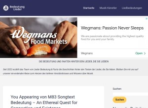 How bedeutunglieder.de looks like on a tablet such as an iPad.