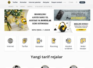 How beeline.uz looks like on a tablet such as an iPad.