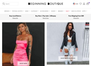 How beginningboutique.com looks like on a tablet such as an iPad.