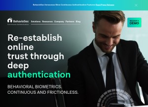 How behaviosec.com looks like on a tablet such as an iPad.