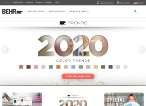 How behr.com looks like on a tablet such as an iPad.