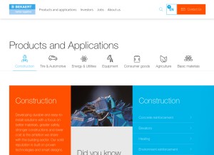 How bekaert.com looks like on a tablet such as an iPad.