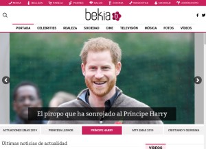 How bekia.es looks like on a tablet such as an iPad.