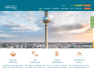 How belboon.de looks like on a tablet such as an iPad.