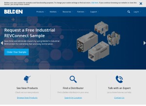How belden.com looks like on a tablet such as an iPad.