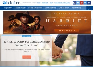 How beliefnet.com looks like on a tablet such as an iPad.