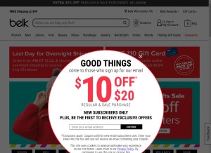 How belk.com looks like on a tablet such as an iPad.