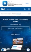How bell.ca looks like on a mobile device such as an iPhone.