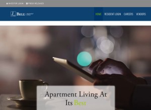 How bellapartmentliving.com looks like on a tablet such as an iPad.