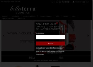How bellaterracosmetics.com looks like on a tablet such as an iPad.